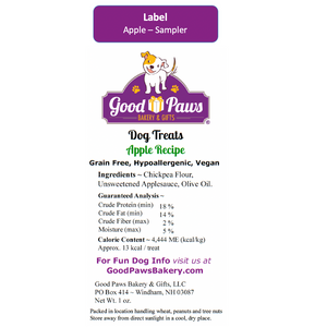 Back label sampler size hypoallergenic apple recipe grain free dog treats